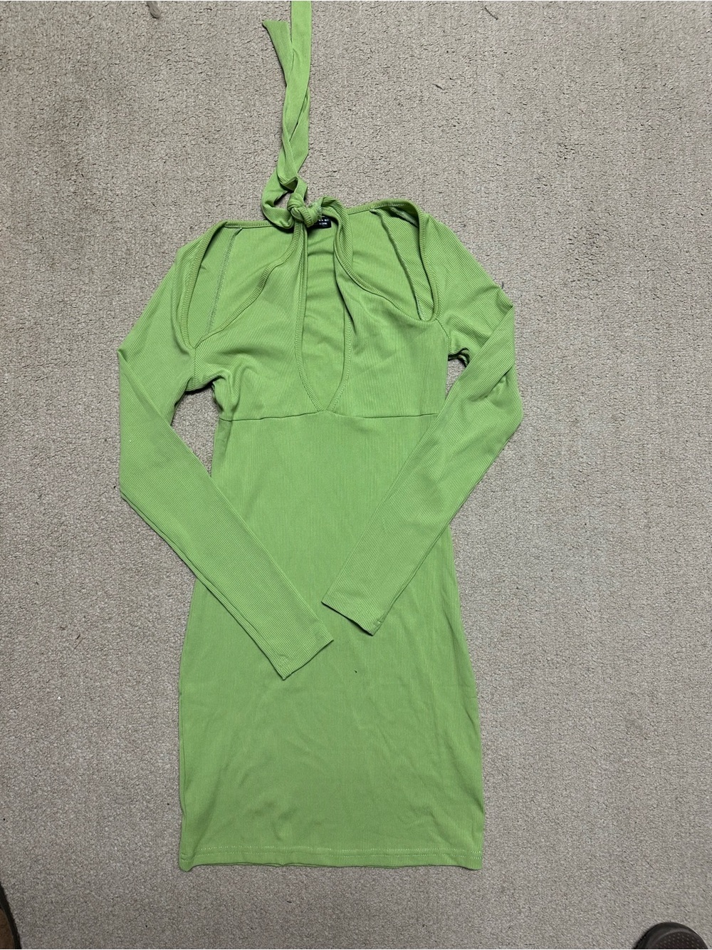 SHEIN Lime Green Long-Sleeve Halter Bodycon Dress